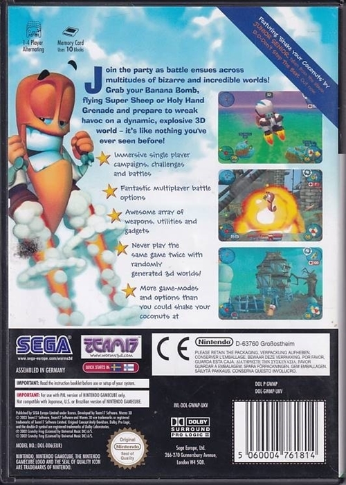 Worms 3D - GameCube (B Grade) (Genbrug)